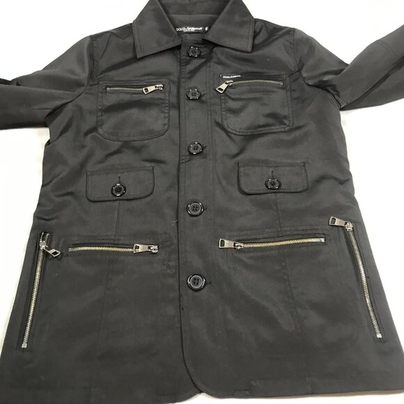 Dolce & Gabbana Jacket Mens 46 Black Made in Italy Utility Zip Pockets Lined - Picture 8 of 12